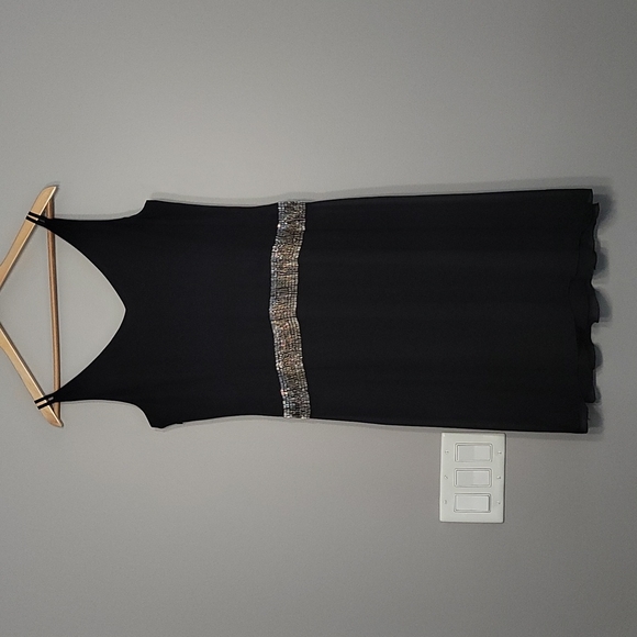 Black Beaded Chiffon Cocktail Dress, Size 10 - Picture 6 of 16